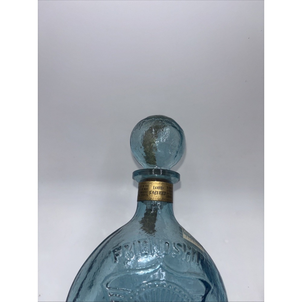 Vintage Whiskey Liquor Bottle Blue Friendship Decanter Glass D-126 Empty - Picture 5 of 5